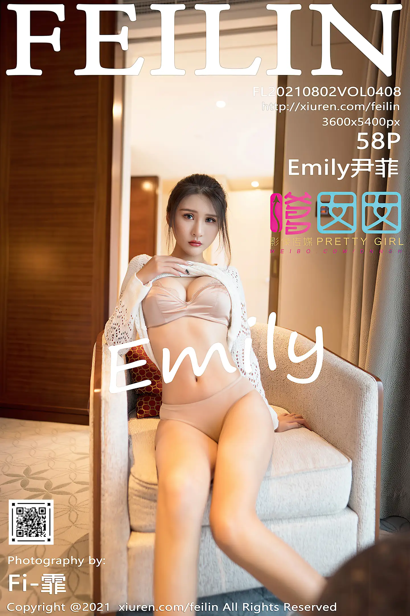 [FeiLin嗲囡囡]VOL.408_女神Emily尹菲私房缕空毛衣半撩露性感内衣迷人诱惑写真58P-秀人网 - XiuRen.Pro